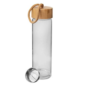 Sklenená fľaša na vodu s bambusovým viečkom Orion, 450 ml