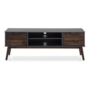 Antracitový/tmavo hnedý TV stolík z orechového dreva 140x52,5 cm Nussa - Marckeric
