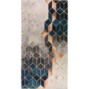 Modro-krémový umývateľný koberec 50x80 cm - Vitaus