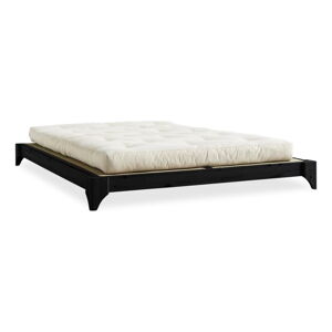 Dvojlôžková posteľ z borovicového dreva s matracom a tatami Karup Design Elan Double Latex Black/Natural, 160 × 200 cm
