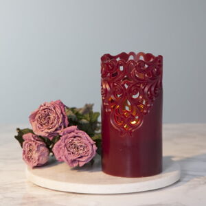 Červená vosková LED sviečka Star Trading Clary, výška 15 cm