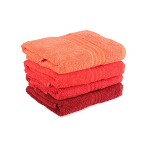 Sada 4 červených bavlnených uterákov Foutastic, 50 x 90 cm