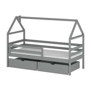 Sivá domčeková detská posteľ s úložným priestorom 70x160 cm Aron - Lano Meble