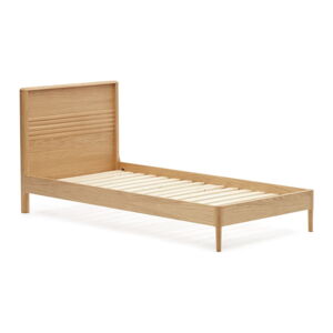 V prírodnej farbe jednolôžková posteľ z dubového dreva s roštom 90x200 cm Lenon – Kave Home
