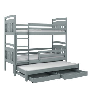 Šedá poschodová detská posteľ s úložným priestorom 80x180 cm Igor - Lano Meble