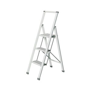 Biele skladacie schodíky Wenko Ladder Alu, 127 cm