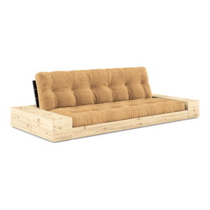 Menčestrová rozkladacia pohovka vo svetlohnedo-horčicovej farbe 244 cm Base – Karup Design