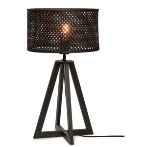 Čierna stolná lampa s bambusovým tienidlom (výška 53 cm) Java – Good&Mojo