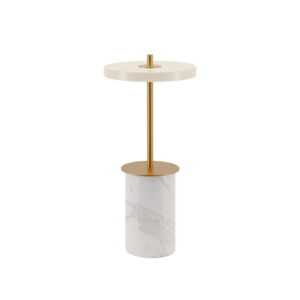 Krémovobiela mramorová LED stolová lampa so stmievačom s kovovým tienidlom (výška  25,5 cm) Asteria Move Mini – UMAGE