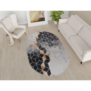 Čierno-biely umývateľný koberec 60x100 cm – Vitaus