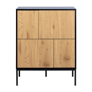 Vysoká komoda v dekore duba v čierno-prírodnej farbe 80x103 cm Seaford – Actona