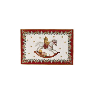 Červeno-biele bavlnené prestieranie s vianočným motívom Villeroy & Boch Toys Fantasy, 48 x 32 cm