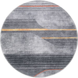 Sivý umývateľný okrúhly koberec ø 80 cm Yuvarlak – Vitaus