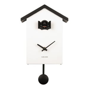 Čierno-biele kyvadlové hodiny Karlsson Cuckoo, 25 x 20 cm