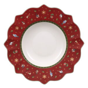 Červený hlboký porcelánový tanier s vianočným motívom Villeroy & Boch, ø 26 cm