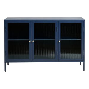 Modrá kovová vitrína Unique Furniture Bronco, výška 85 cm