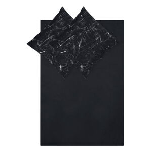 Čierne obliečky na dvojlôžko z bavlneného perkálu Westwing Collection Malin, 200×200 cm