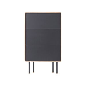 Vysoká komoda z dubového dreva v čierno-prírodnej farbe 60x100 cm Fina - Gazzda
