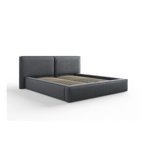 Tmavosivá čalúnená dvojlôžková posteľ s úložným priestorom s roštom 180x200 cm Arendal – Cosmopolitan Design