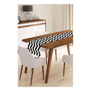 Behúň na stôl z mikrovlákna Minimalist Cushion Covers Black Stripes, 45 x 140 cm