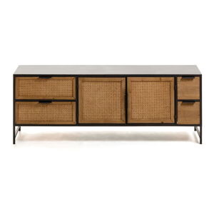 Čierno-hnedý TV stolík Kave Home Kyoko, 150 x 55 cm