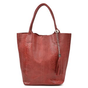Červená kožená kabelka shopper Renata Corsi Lola