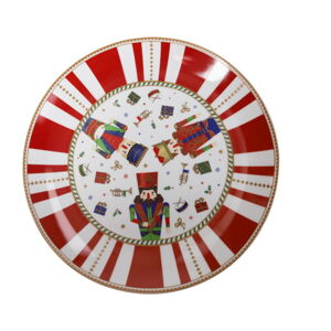 Červený/biely vianočný porcelánový tanier ø 30 cm Piatto - Brandani