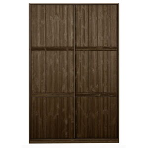 Hnedá šatníková skriňa s posuvnými dverami z borovicového dreva s posuvnými dverami 139x215 cm Katoi – BePureHome