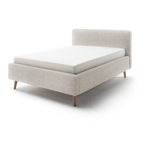 Béžová čalúnená dvojlôžková posteľ s úložným priestorom s roštom 140x200 cm Mattis – Meise Möbel