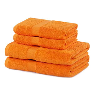 Oranžové froté bavlnené uteráky a osušky v súprave 4 ks Marina – DecoKing