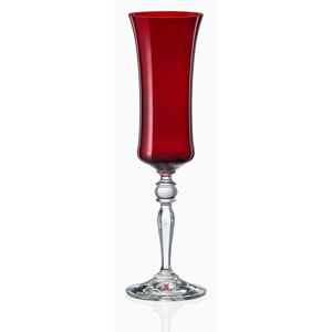 Súprava 6 červených pohárov na šampanské Crystalex Extravagance, 190 ml