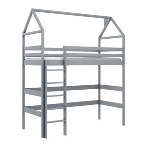 Sivá domčeková/vyvýšená detská posteľ 90x190 cm Gloria - Lano Meble
