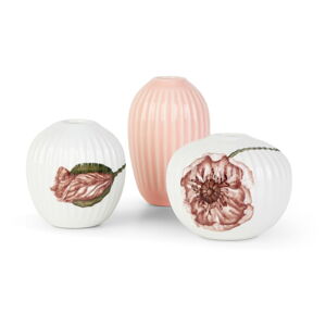 Súprava 3 miniatúrnych porcelánových váz Kähler Design Hammershøi Poppy