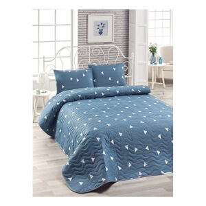 Set modrej prikrývky cez posteľ a obliečky na vankúš Mismo Cula, 160 × 220 cm