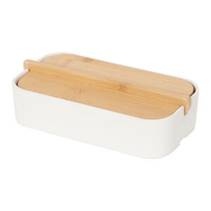 Biely úložný box s bambusovým vekom Compactor Ecologic, 15,4 x 8,3 cm