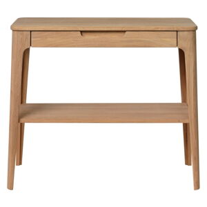 Konzolový stolík z dreva bieleho duba Unique Furniture Amalfi, 90 x 37 cm