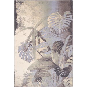 Krémovo-sivý vlnený koberec 133x180 cm Plants – Agnella