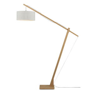 Stojacia lampa so svetlobéžovým tienidlom a konštrukciou z bambusu Good&Mojo Montblanc