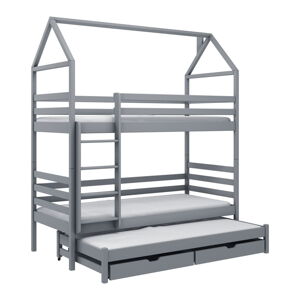 Sivá domčeková/poschodová detská posteľ s úložným priestorom 80x200 cm Dalia - Lano Meble