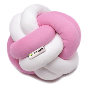 Ružovo-biela bavlnená pletená lopta T-TOMI, ø 20 cm