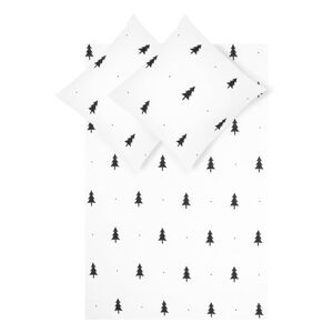 Biele flanelové obliečky na dvojlôžko Fovere X-mas Tree, 200 x 200 cm