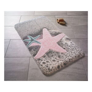 Vzorovaná ružová predložka do kúpeľne Confetti Bathmats Starfish, 80 × 140 cm