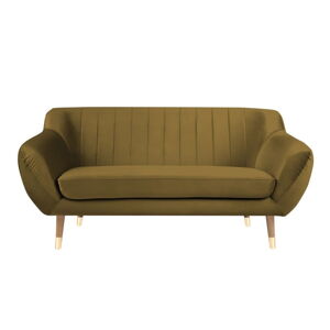 Zamatová pohovka v zlatej farbe Mazzini Sofas Benito, 158 cm