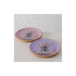 Ružovo-fialové veľkonočné dezertné drevené taniere v súprave 2 ks ø 22 cm Puschel - Boltze
