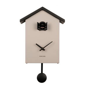 Čierno-béžové kyvadlové hodiny Karlsson Cuckoo, 25 x 20 cm