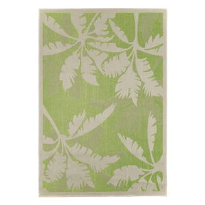 Zeleno-béžový vonkajší koberec Floorita Palms Green, 135 x 190 cm