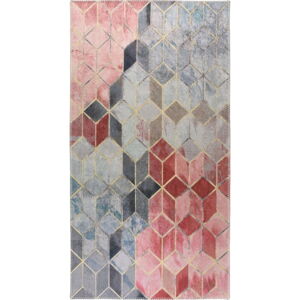 Svetlo ružový/svetlo šedý prateľný koberec 80x150 cm - Vitaus