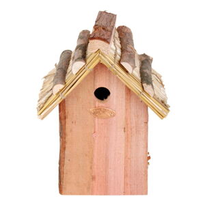 Vtáčia búdka z jedľového dreva so slamenou strechou Esschert Design Antik, výška 27 cm