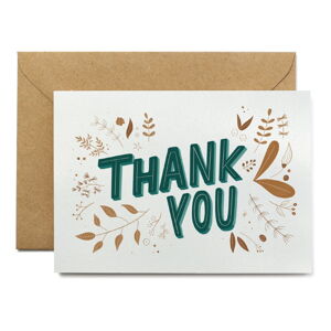 Ďakovná kartička z recyklovaného papiera s obálkou Printintin Thank you, formát A6