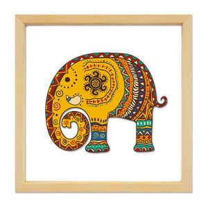 Sklenený obraz v drevenom ráme Vavien Artwork Elephant, 32 x 32 cm